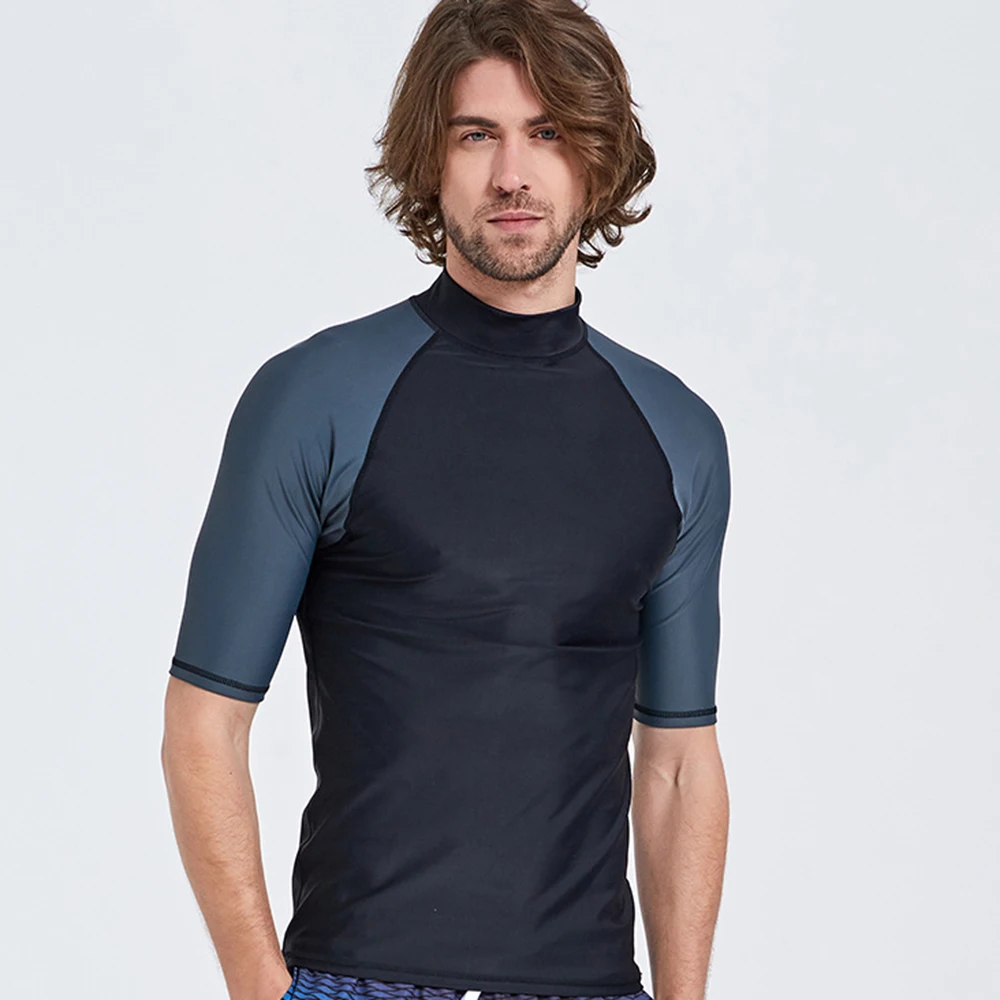 Men's Sunscreen Quick-Drying Split Comfortable Swimming Surfing Short-Sleeved Fashion Water Sports Beach Swimming Surfing Top
