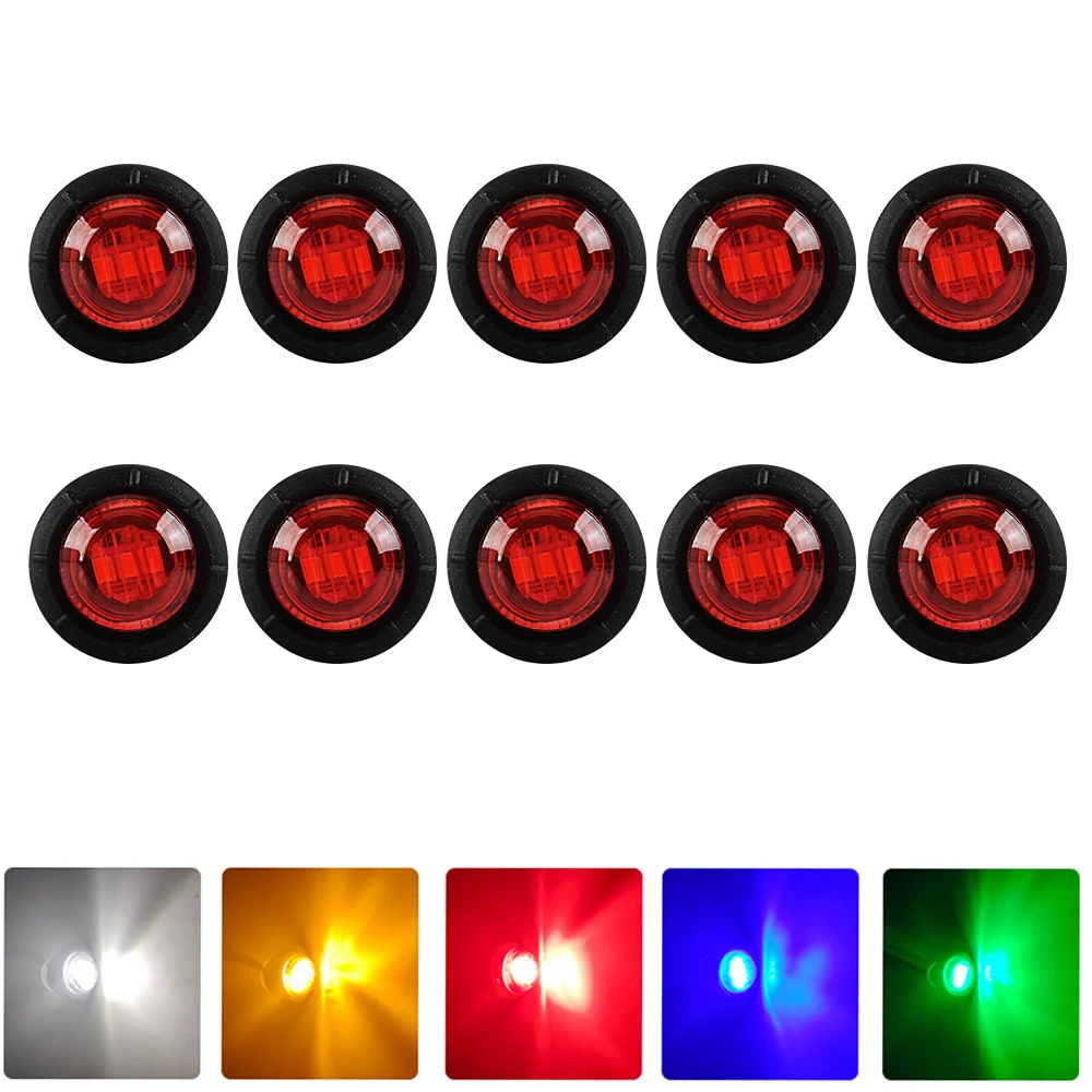 

10pcs LED Indicators 12V 24V Round Trailer Side Marker Light Yellow White Red for Trucks Clearance Lights Truck Turn Signal Lamp