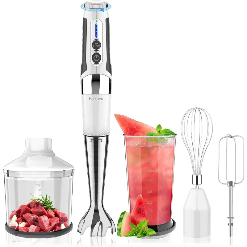 

Беспроводной ручной блендер: перезаряжаемый Аккумуляторный Погружной блендер 4 в 1, 21 скорость и 3 угла, регулируемый с 304