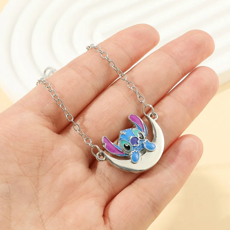 

Disney Lilo & Stitch Silver Plated Crescent Half Moon Pendant Inspired Gifts Jewelry For Women Birthday Girls Wholesale Jewelry