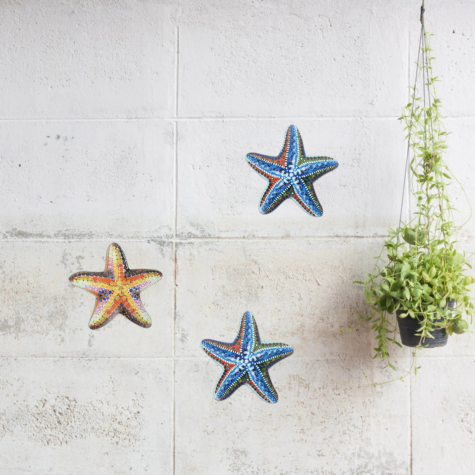 

Wall Crafts Starfish Shaped Hanging Outdoor Decor Ornaments Iron Pendants Decors Garden Adornments