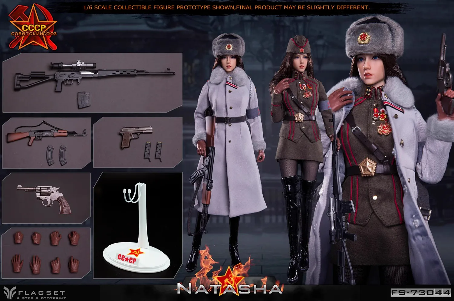 

Flagset FS73044 1/6 Scale Collectible Figures Natasha Soviet Female Officer 2.0 National Heroes Full Set 12" Action Figure