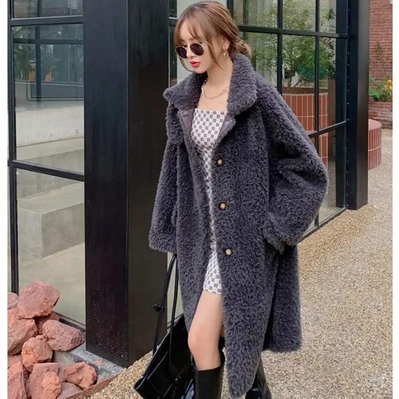 Woman Real Fur Single Button Coat Female Full Vintage Jacket Winter Party Big Size Outerwear Ladies Natural Thick Fur Coat G153