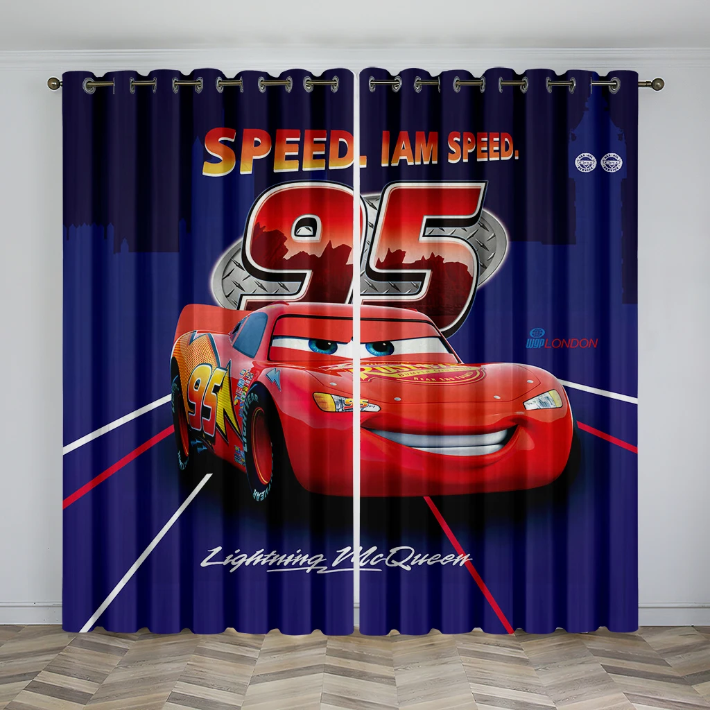 

Cartoon Funny Race Red Car Boys Sports Cool Window Curtains Drapes for Kids Bedroom Living Room Kitchen Door Home Decor 2Pieces