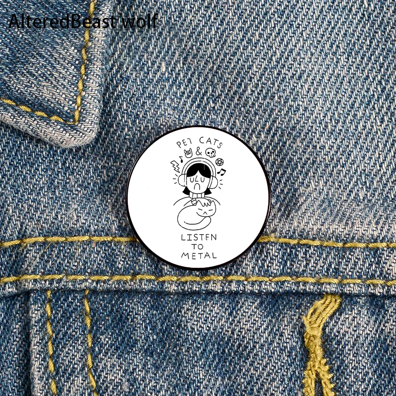 

Pet Cats and Metal Printed Pin Custom Funny Brooches Shirt Lapel Bag Cute Badge Cartoon Cute Jewelry Gift for Lover Girl Friends