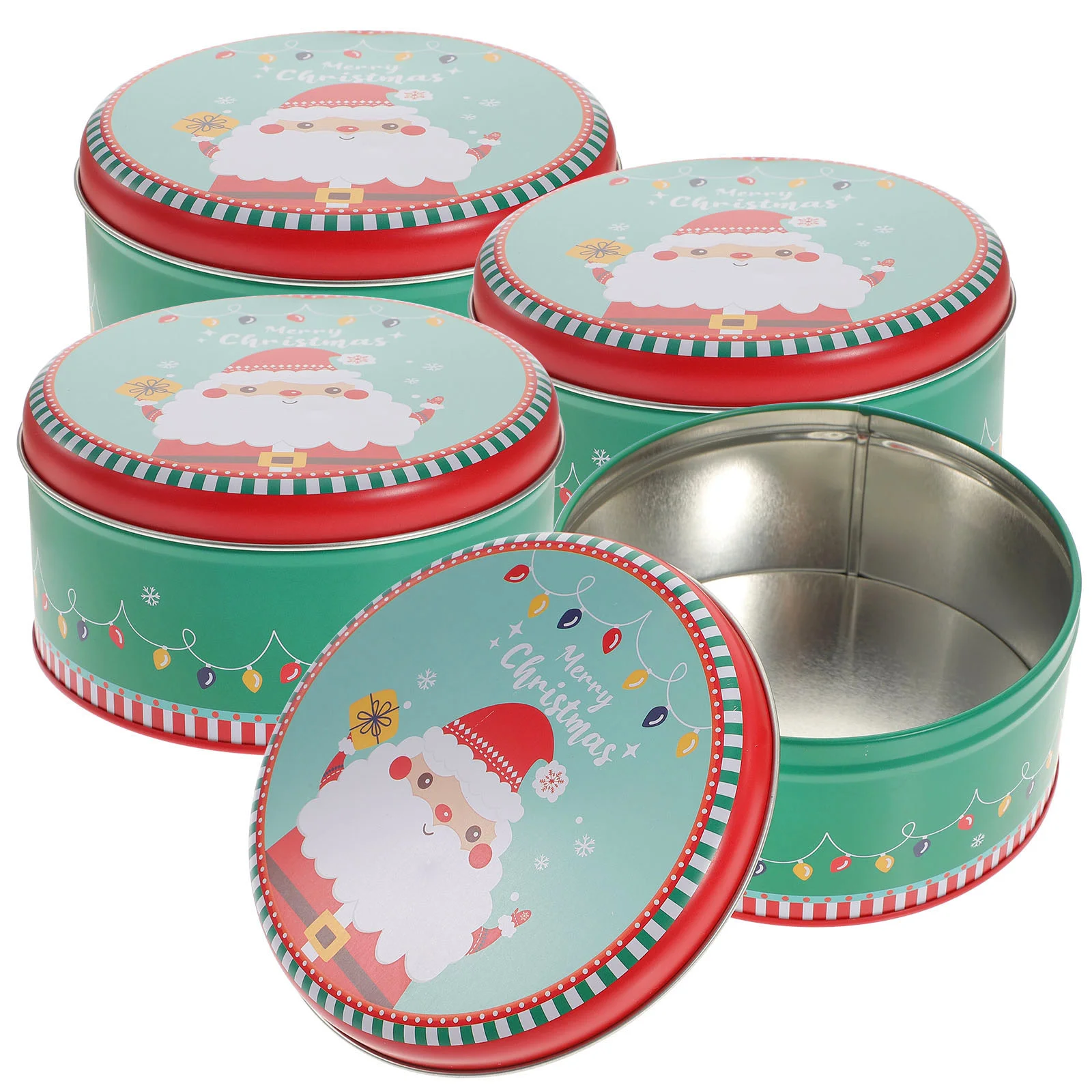 

Christmas Cookie Gift Tins Box Candy Tin Withboxes Lids Giving Container Tinplate Case Storage Empty Containers Santa Jars