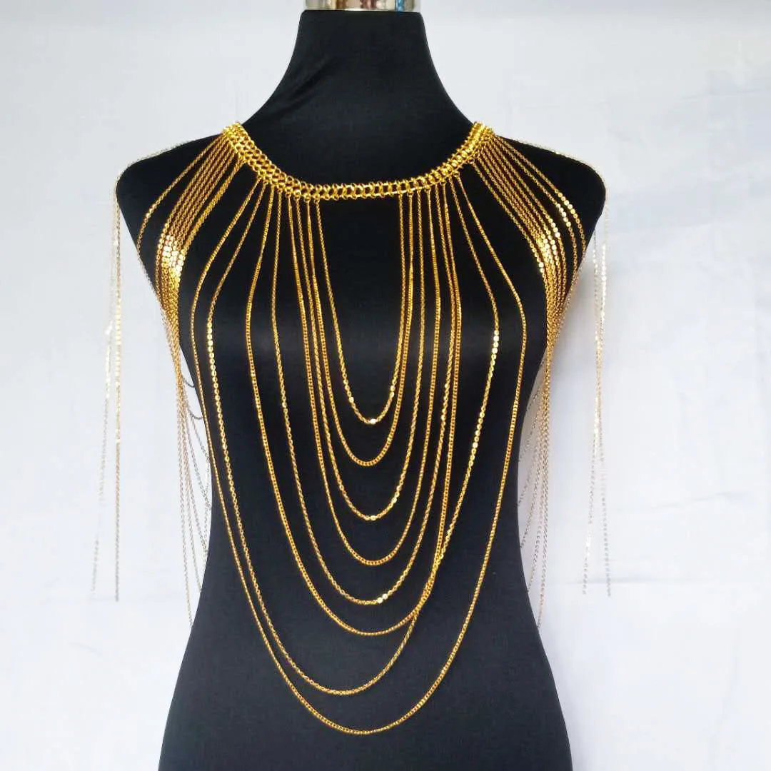 Ювелирные изделия для тела из тяжелого металла женщин сексуальное ожерелье на