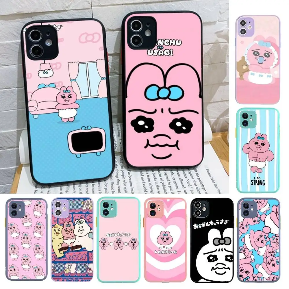 Фото Милый чехол Opanchu U-Usagi для iPhone 16 15 14 Plus 13 12 11 Pro Max X XS MAX, полупрозрачный матовый противоударный чехол №1