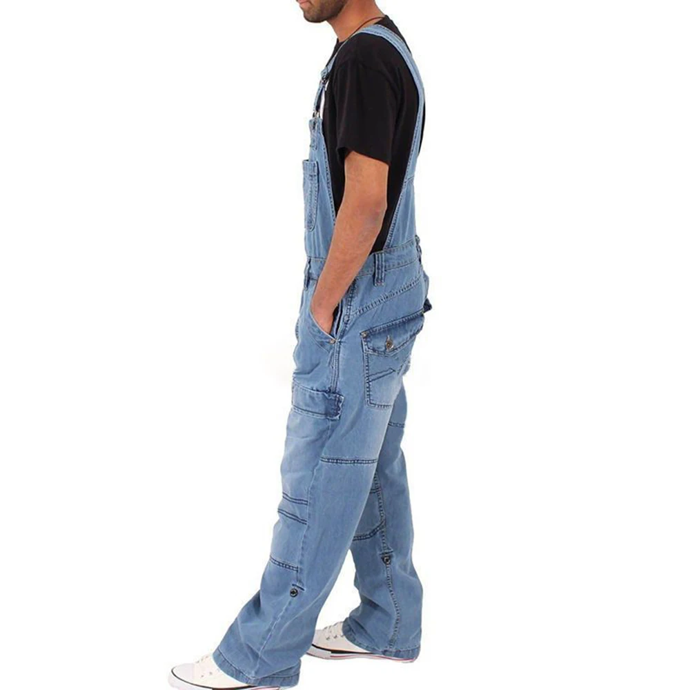 Loose Work Pants Wide Leg Pocket Men Jeans Overall Trousers Men Jumpsuits Cargo Harajuku Fashion Multi-pocket Oversize