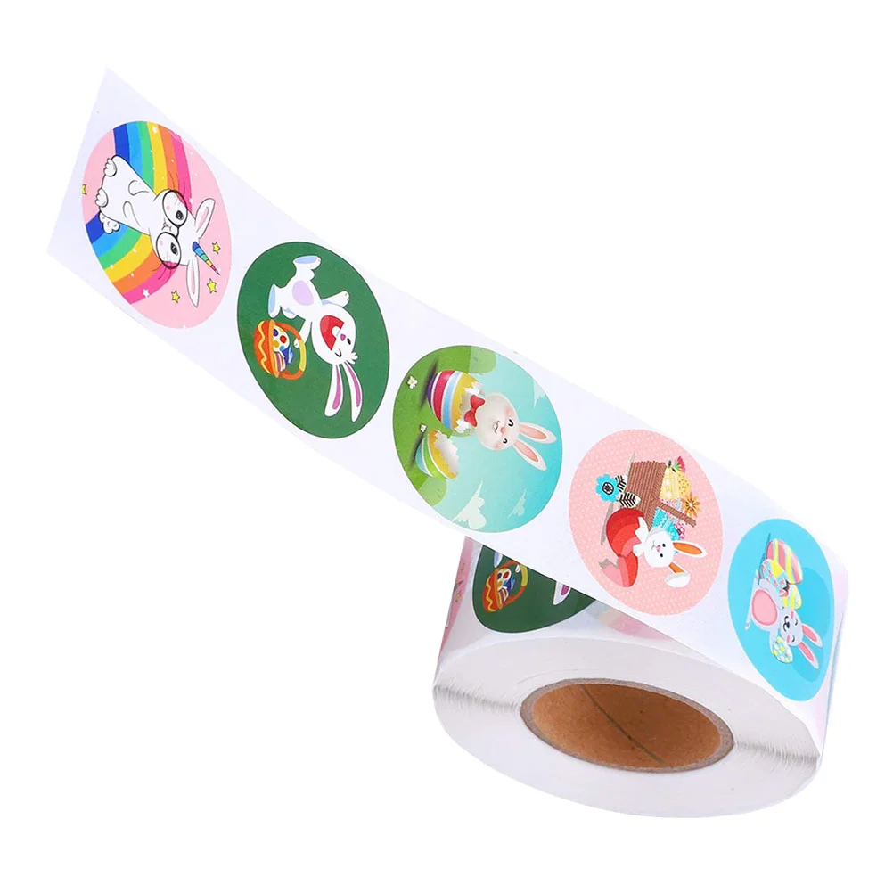 

1 Roll/500pcs Easter Gift Wrapping Decals Easter Bunny Labels Decals Gift Tags