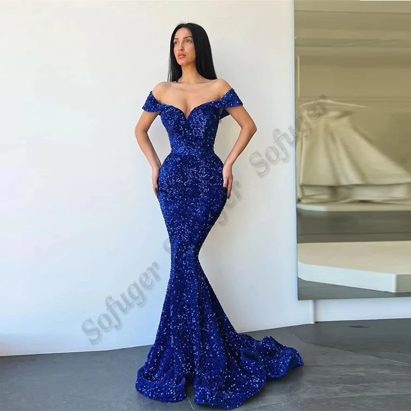 

Женское вечернее платье с открытыми плечами, вышитое бисером, милое коктейльное платье-труба, платье для выпусквечерние вечера, вечернее пл...