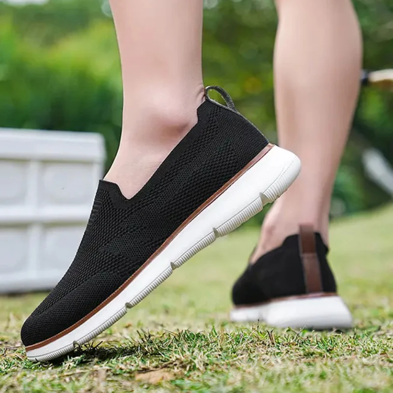 Кроссовки мужские с круглым носком легкие лоферы Вулканизированная подошва без