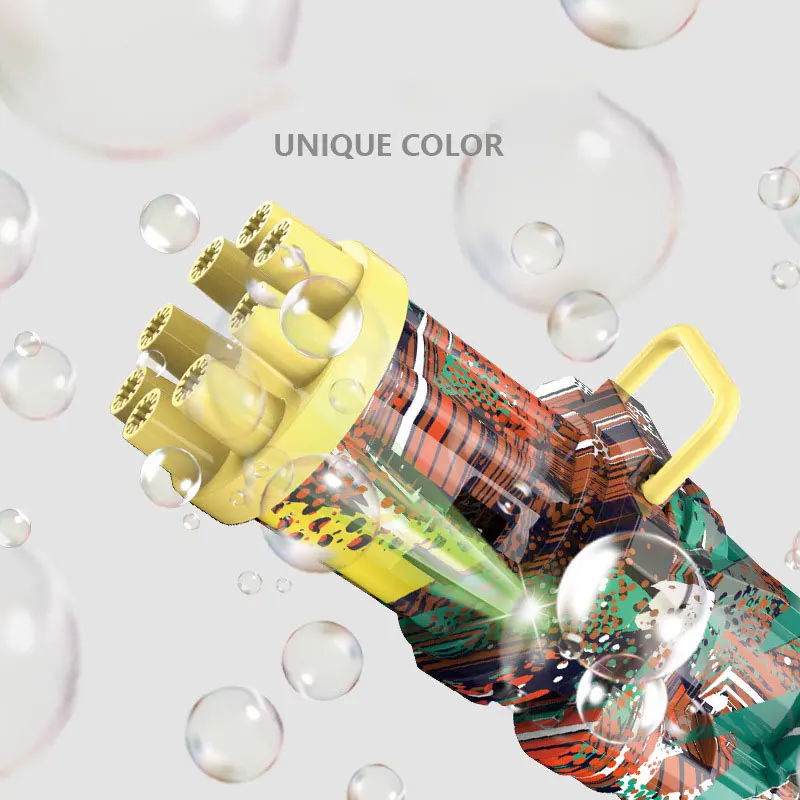 

2022 new children's electric bubble machine eight hole Gatling bubble gun light camouflage girl boy toy