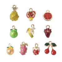 10pcs alloy enamel 3d fruits charms banana watermelon cherry pendants for bracelets necklace earring diy jewelry making