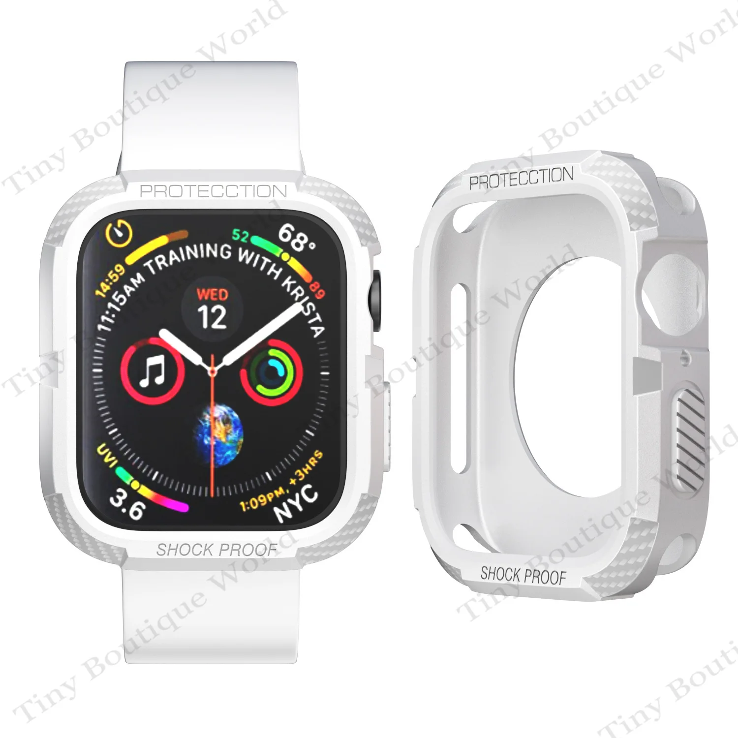 Rugged Armor Screen Protector for Apple Watch 41mm 45mm Case Tpu Soft Shockproof Protective Cover Iwatch 7 Bumper Carbon brazing