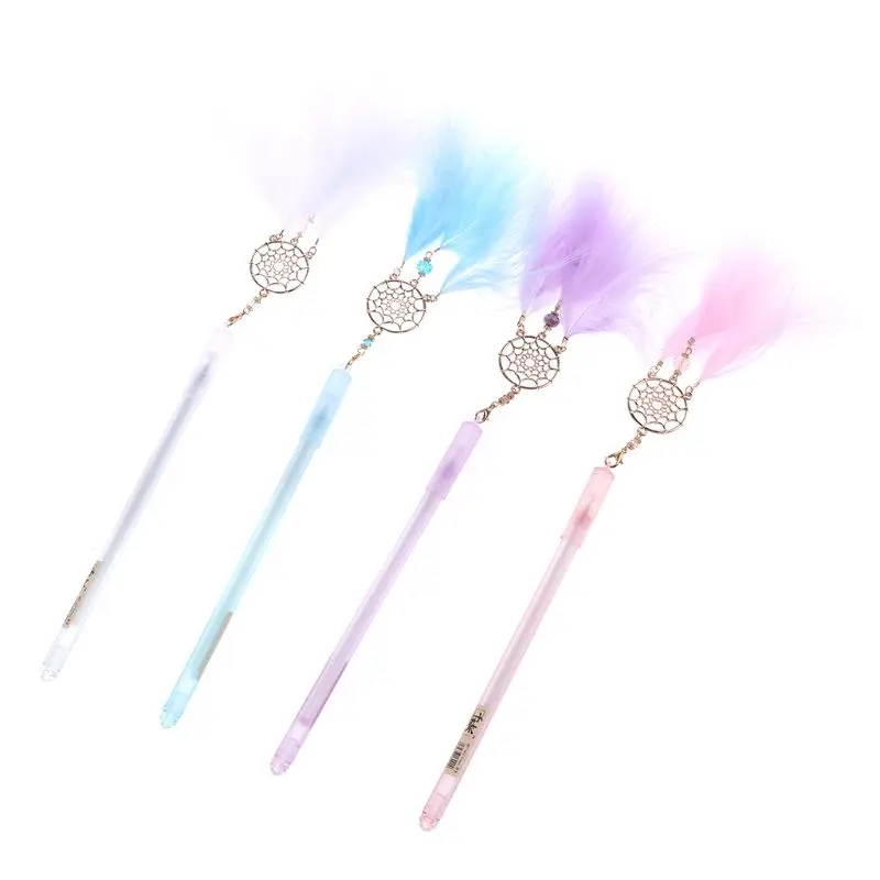 

L43D Dreamcatcher Feather Pendant Neutral Pens Crystal Gel Pen for Kids Gift S