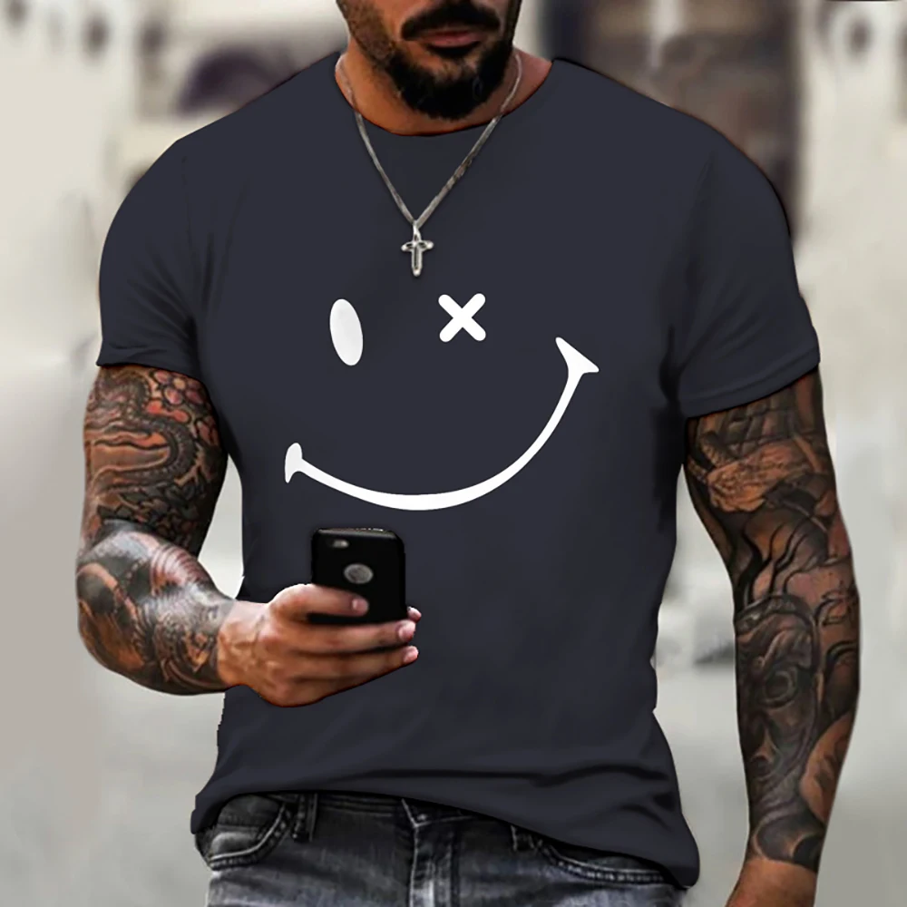 

Smiley Style Summer Men 3D Printed T Shirt Free Shipping Round Neck Short Sleeve Plus Size Top camisetas Drop Shipping