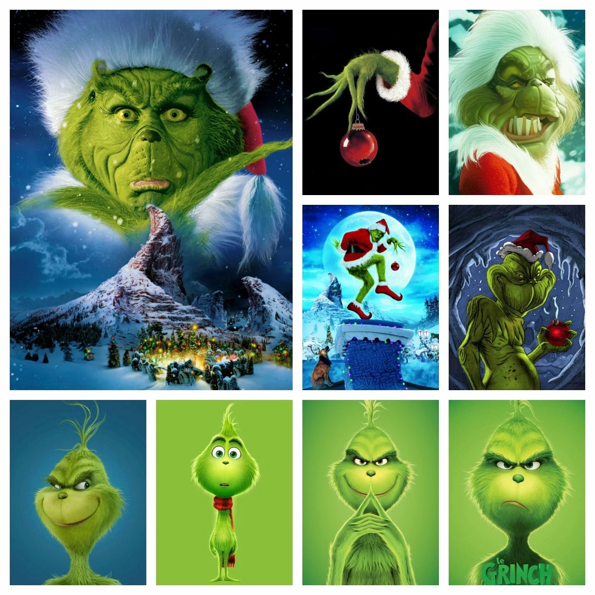 

5D Cartoon Green Monster Grinch Diamond Painting Christmas Movie Wall Art Cross Stitch Embroidery Picture Mosaic Home Decor Gift