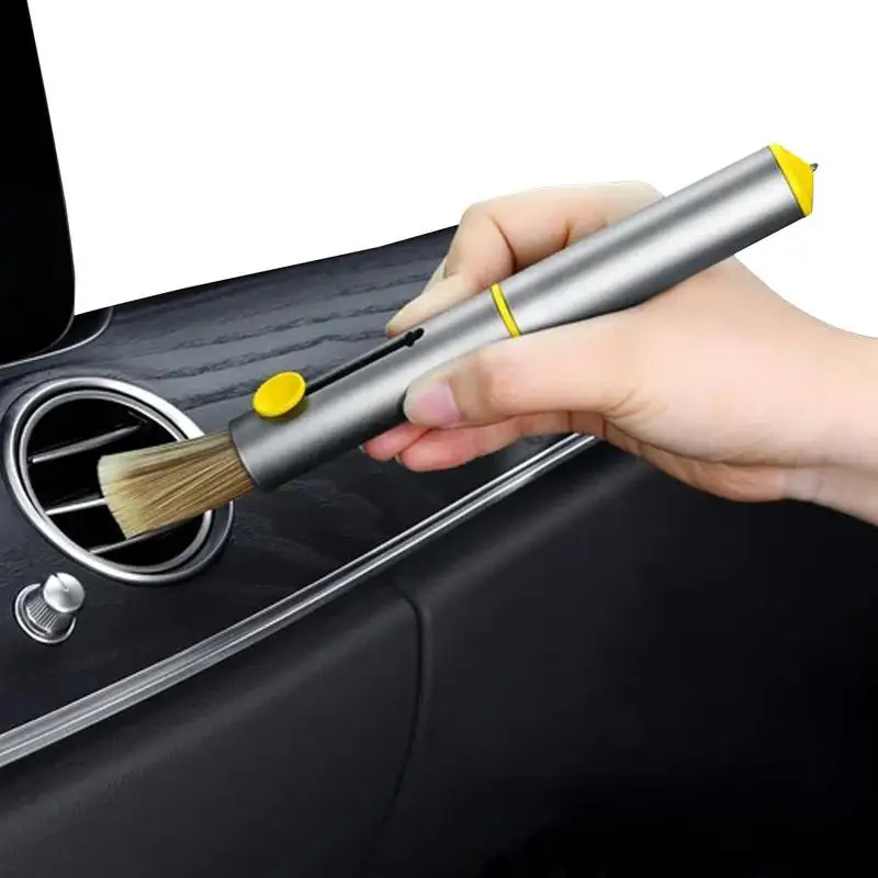

Детали щетки для автомобиля детейлинг мягкая двойная головка щетка для автомобиля Чистый воздуховод очиститель для автомобиля инструмент для очистки интерьера из вольфрамовой стали