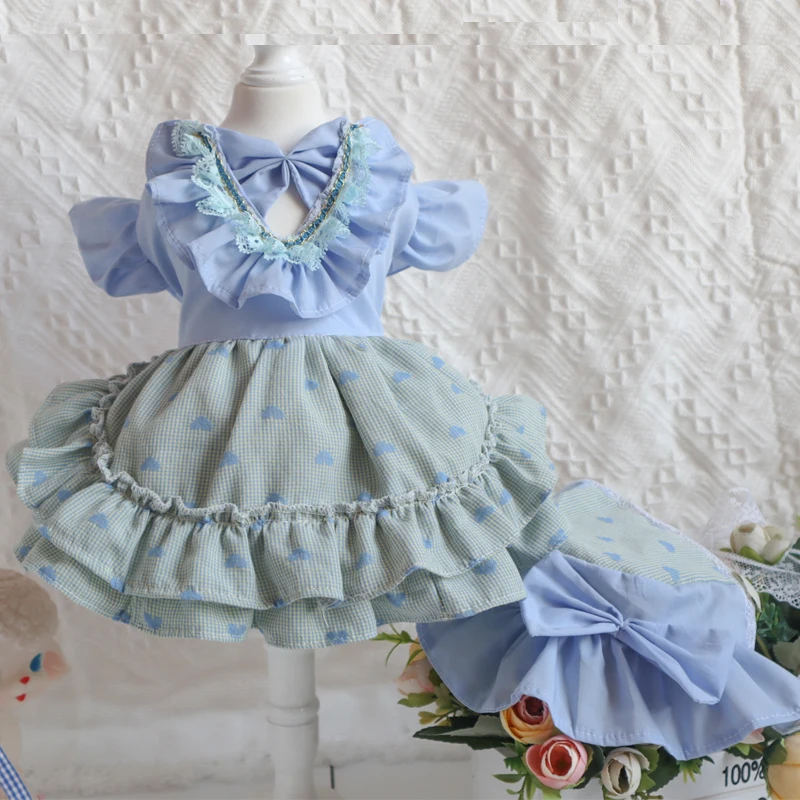 

Корейское милое модное платье принцессы с принтом в виде сердца для маленьких и средних собак, хлопковое дышащее платье