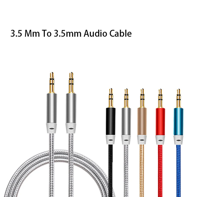 

1PC Aux Cable 3.5 Mm To 3.5mm Audio 1m Nylon Jack Cable Male To Male Gold Plug Car Aux Cord For Xiaomi