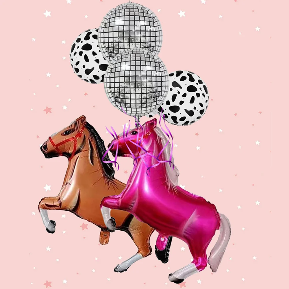 

6Pcs Western Cowgirl Party Decor Disco Cowgirl Balloons Let's Go Girls Bachelorette Party Birthday Last Rodeo Bachelorette Decor