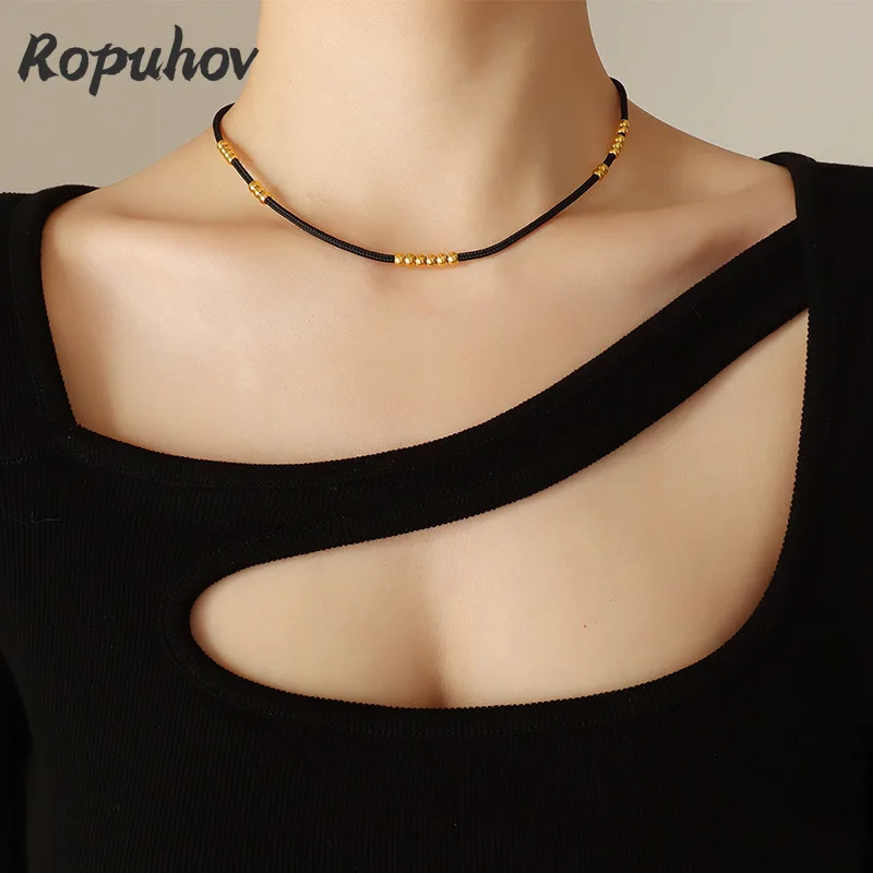

Ropuhov 2022 Woman New Simple Fashion Clavicle Chain Beads Movable Design Necklace Jewelry Men's Style