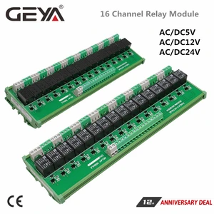 GEYA 16 Channel Relay Module DC5V 12V 24VAC/DC Intermediate Power Relay Control Switch