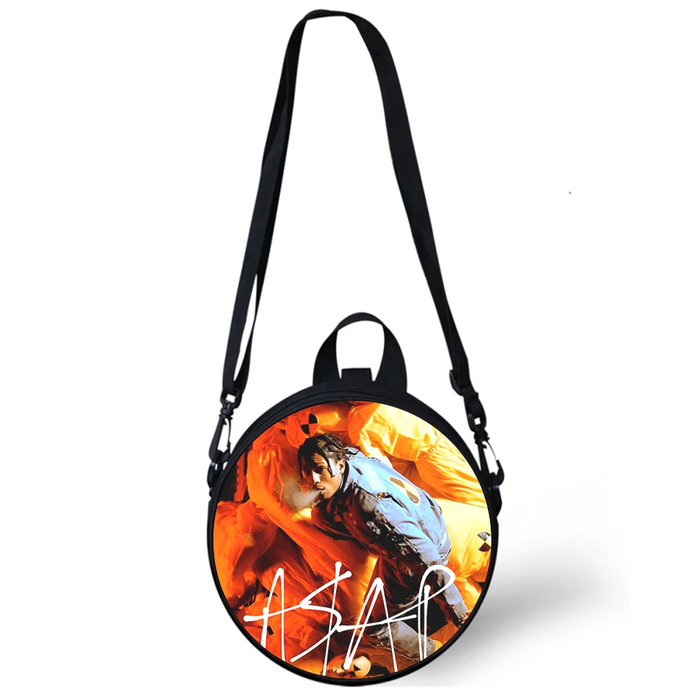 Asap Rocky Rapper TESTING Child kindergarten Bag Print Crossbody Shoulder Bags For School Women Mini Round Bagpacks Rugtas Bag