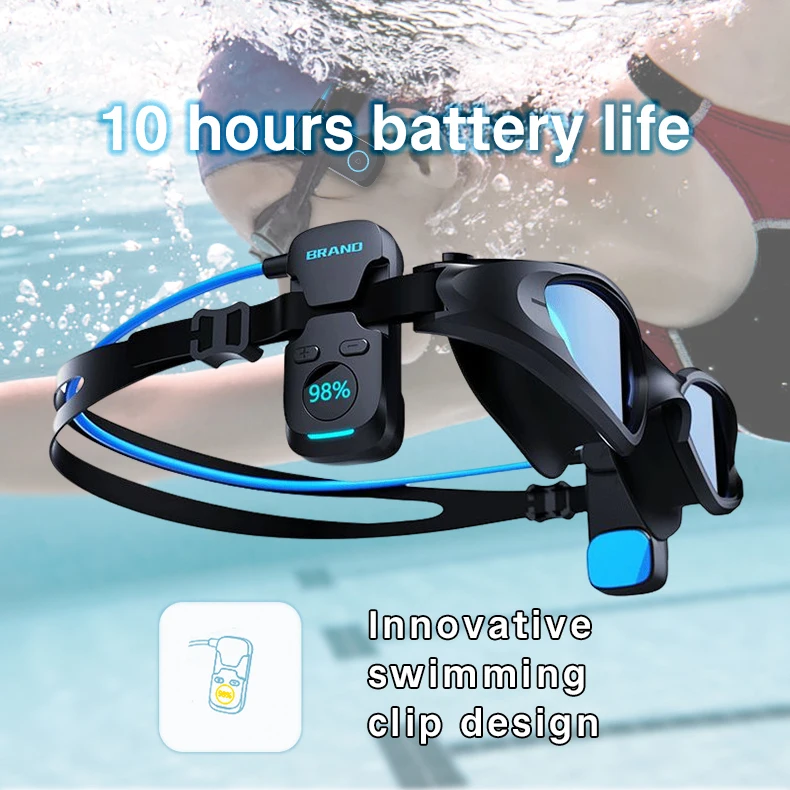 Auriculares de conducción ósea, gafas de natación, reproductor de música MP3, 8G de memoria, auriculares impermeables IPX8 para Android e IOS
