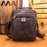 mva genuine leather mens purse bag retro leather man messenger bags for men zipper crossbody shoulder satchel bag for work 6014