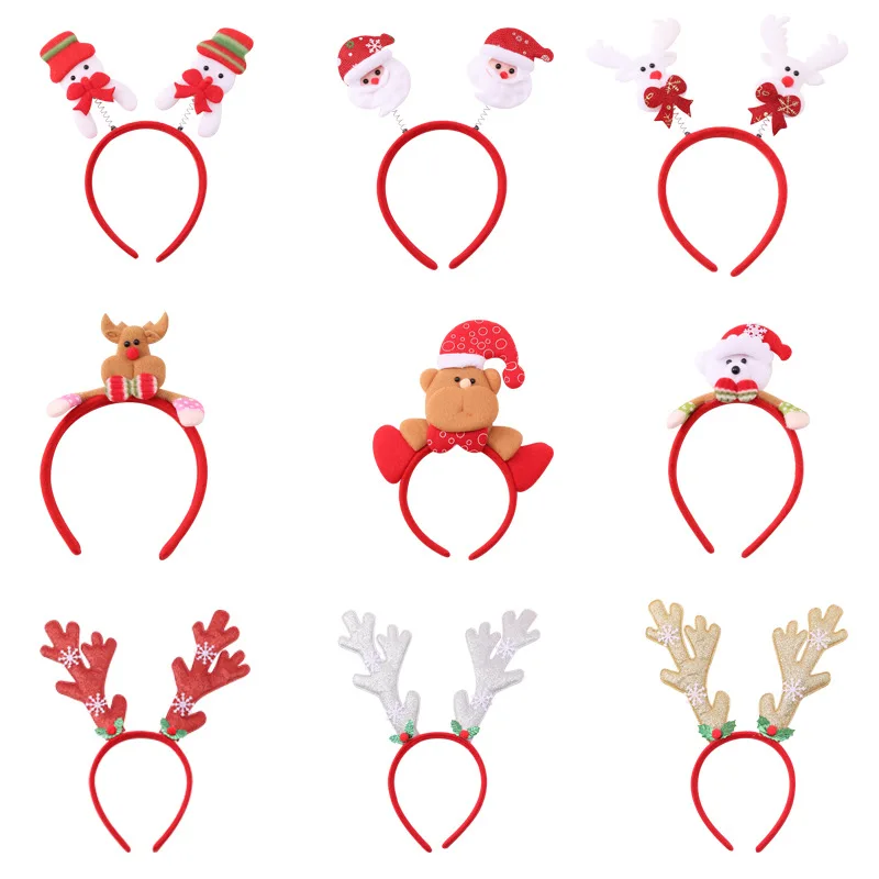 

Red Cartoon Merry Christmas Girl Hair Band Santa Claus Snowman Antlers Headband Women Decor Adult Kids Naviidad Gifts Noel Toys