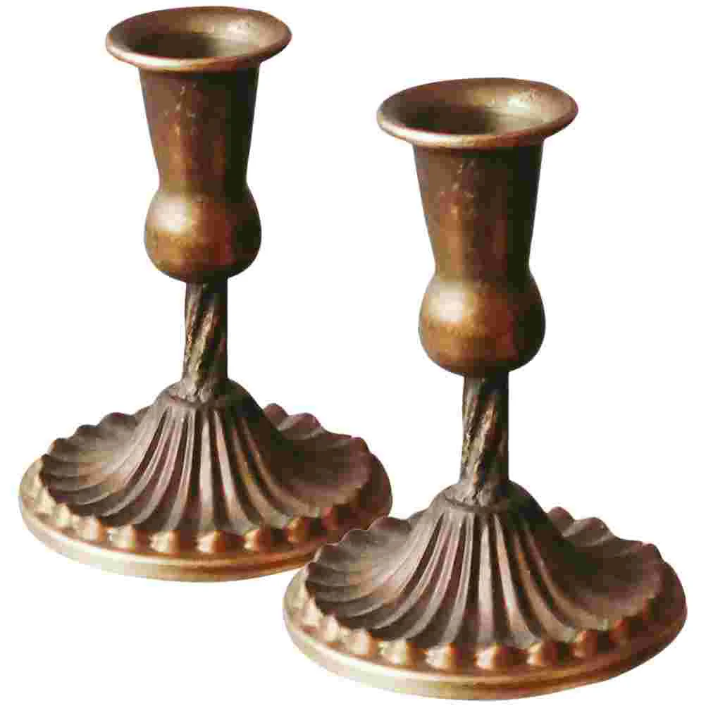 

Holder Stand Candlestick Taper Vintage Holders Decorative Iron Retro Candelabra Bronze Tabletop Wedding Metal Dining Container