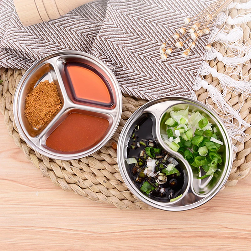 

1pc Seasoning Dishes Stainless Steel Sauce Dishes Food Dipping Bowls