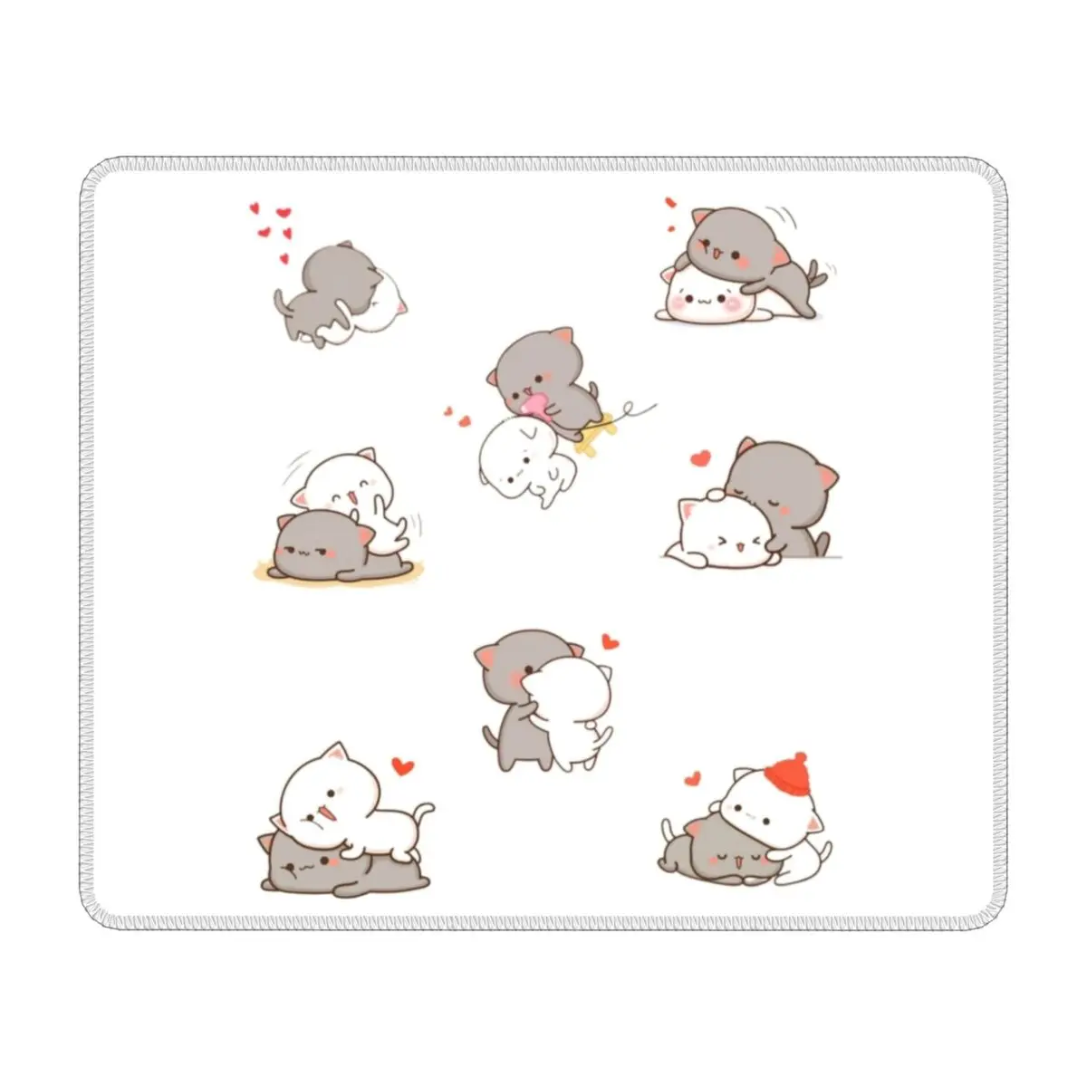 

Peach And Goma Computer Mouse Pads Soft Mousepad with Stitched Edges Non-Slip Rubber Mochi Cats Love Hugs Mouse Mat for Gamer