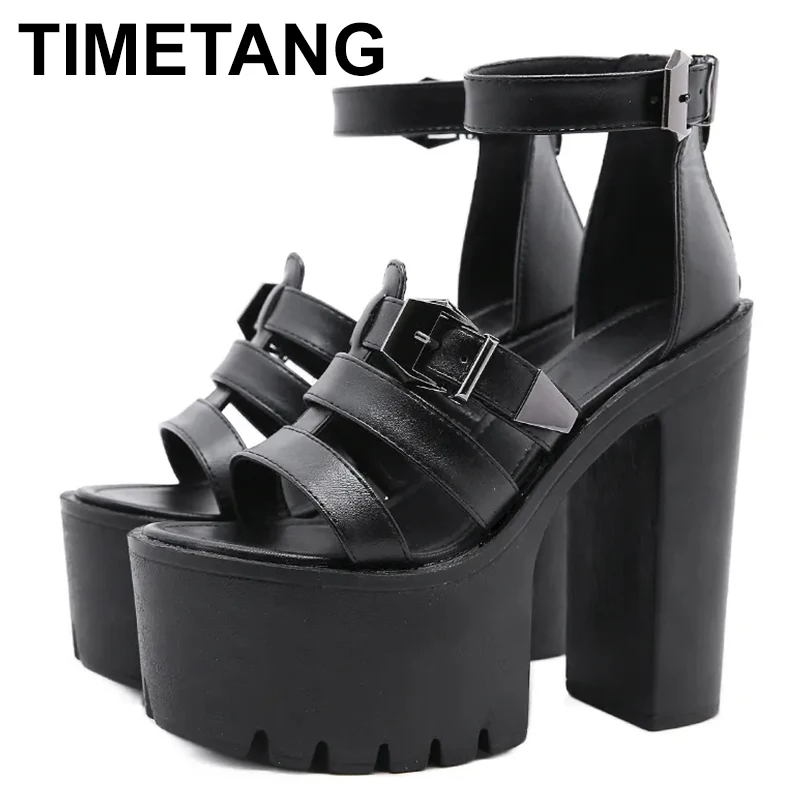 

2023 Summer Large Size 35-42 Street Cool Girls Gothic Punk Gladiator Sandals Women Thick Sole Platform Chunky Heel Shoes