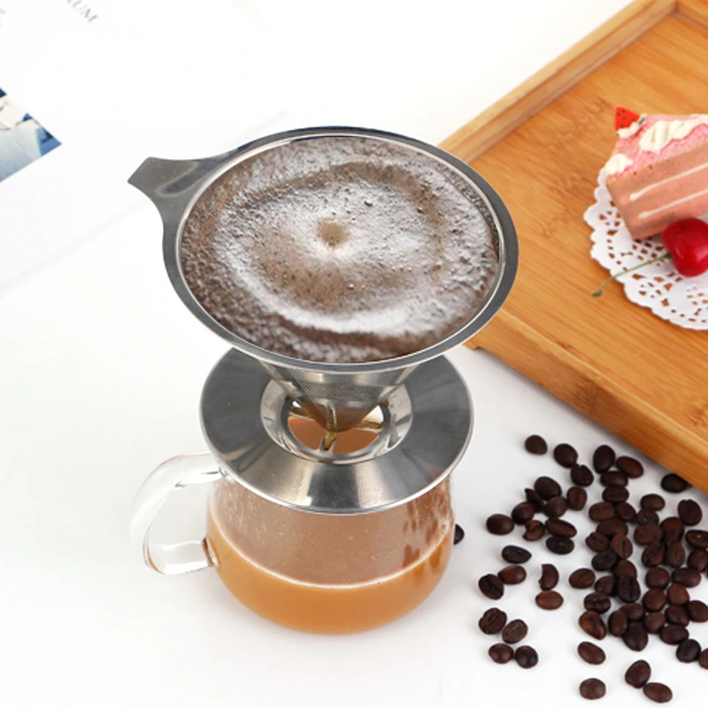 

Double Layer 304 Stainless Steel Coffee Filter Holder Pour Over Coffees Dripper Mesh Coffee Tea Filter Basket Tools Reusable