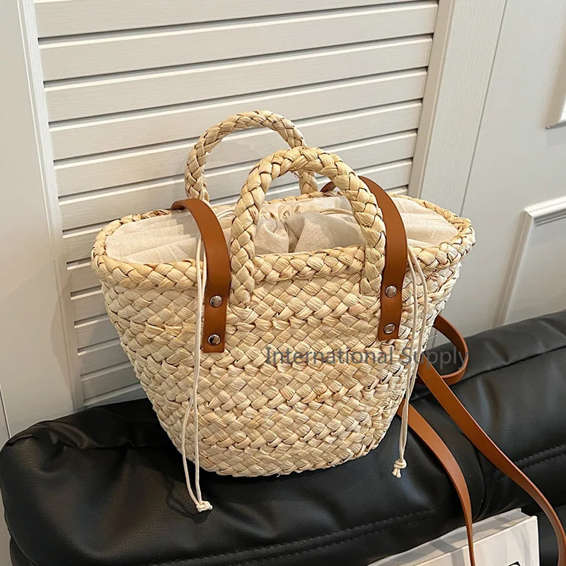 Дизайнерская Соломенная Сумка Через Плечо 2024 Богемная Сумка-тоут Летняя Пляжная