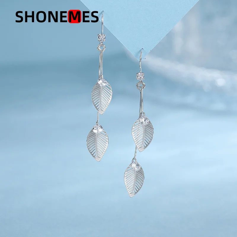 

ShoneMes Hollow Leaves Dangle Earrings Silver 925 Women Sterling S925 Tassel Ear Jewelry Gifts for Female