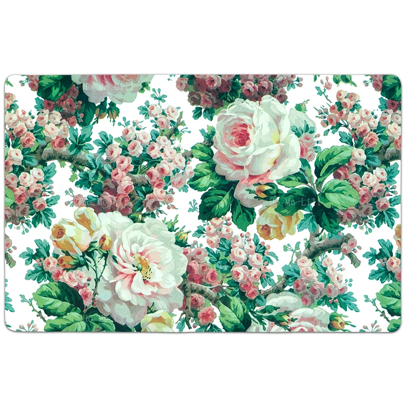 

Винтажный садовый ковер с розовой капустой, розами, цветами, натуральными растениями, красивыми цветами, ветками от Ho Me Lili, домашний декоративный ковер для пола