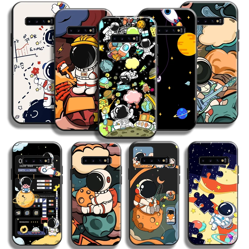 

Cartoon Cute Astronaut For Samsung Galaxy S10 5G S10 Plus Lite S10E S10 Phone Case TPU Carcasa Soft Funda Black Silicone Cover