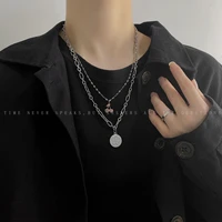 dainty layered initial necklaces for womentitanium steel chain necklace simple letter pendant initial choker layered necklaces