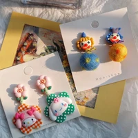 kawaii sanrio earrings cinnamoroll cartoon cute asymmetric creative earrings anime fashion niche jewelry girls birthday gifts