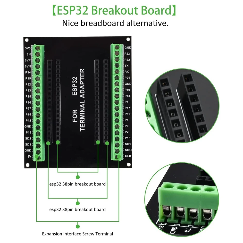 Разрывная плата ESP32 GPIO 1 в 2 совместимая с NodeMCU-32S Lua 38Pin расширения