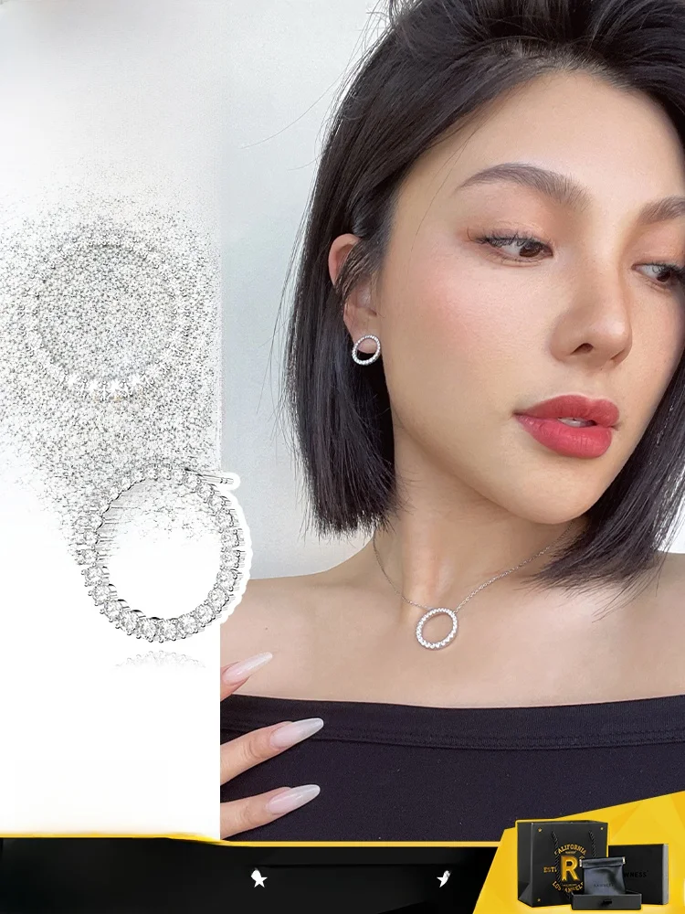 Серьги-гвоздики Rawness Star Rail полные кристаллов круглые серьги из стерлингового