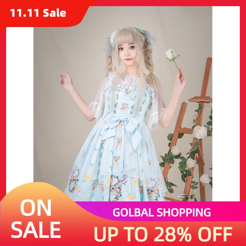 

Платье в пасторальном стиле Сладкая Лолита винтажное кружевное Сетчатое Бандажное милое викторианское платье kawaii girl Готическая Лолита jsk