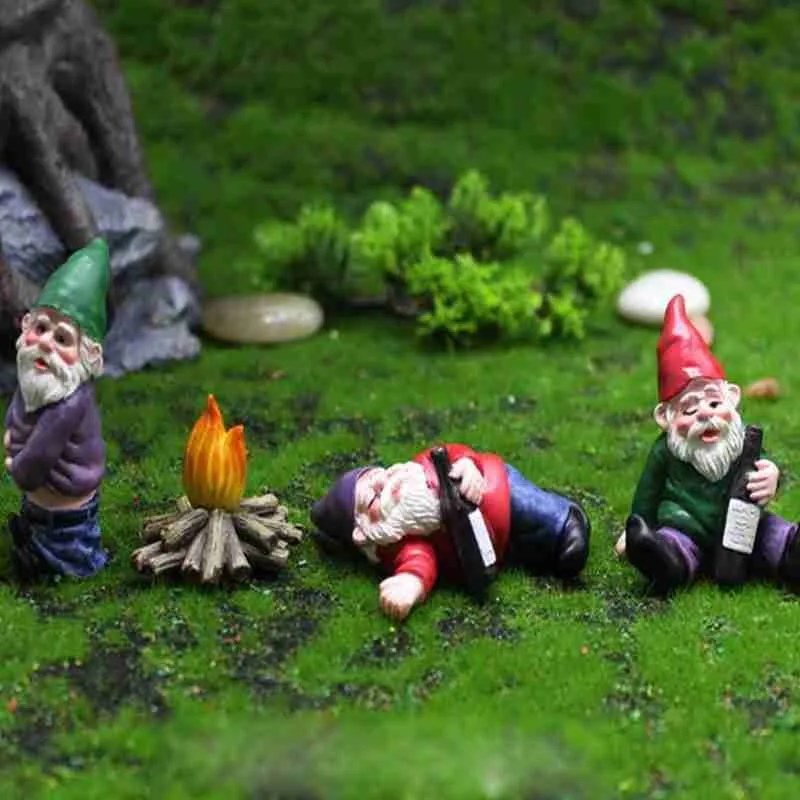 

Funny Garden Gnome Dwarf Bonsai Resin Miniatures Outside Decoration Garden Creative Peeing Drunk Dwarf Elf Ornaments Handicraft