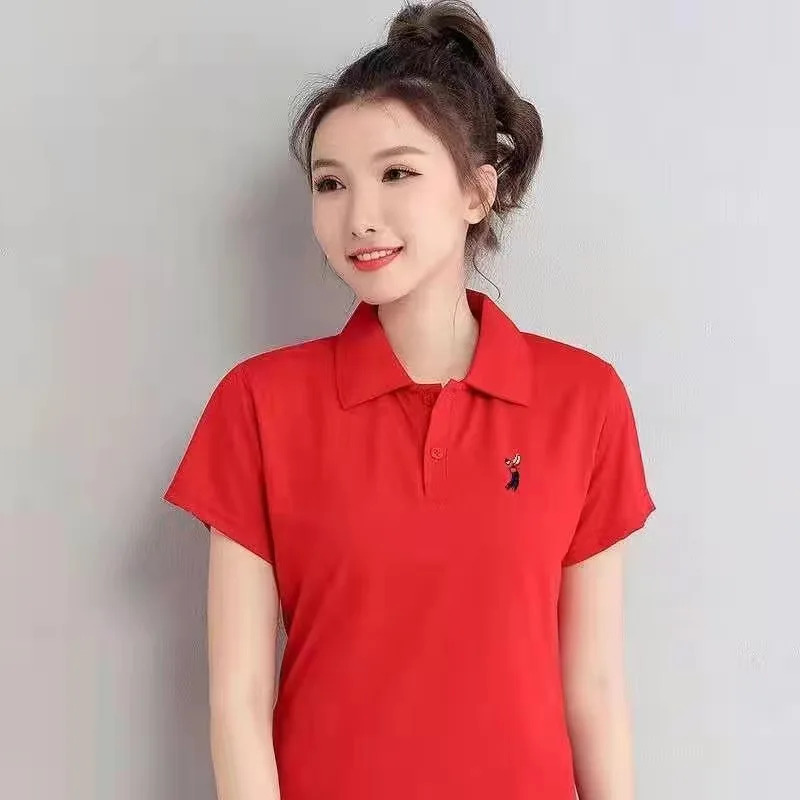 Korea Fashion Summer Women golf Short sleeve Lapel Polo shirt women's loose casual sport golf tops Golf Uniform
