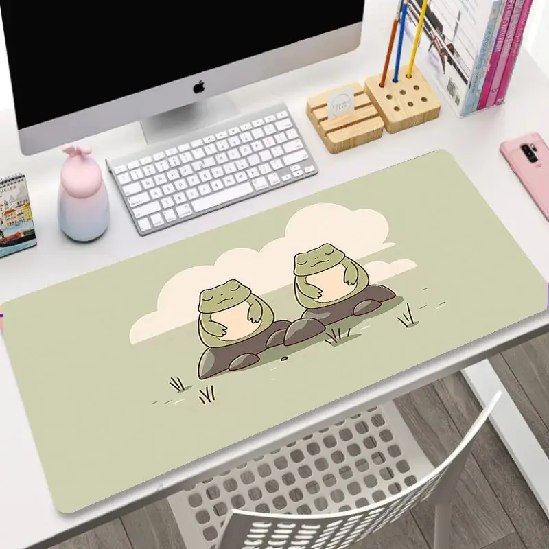 Фото Коврик для мыши Kawaii Frog для ноутбука, большой коврик для мыши для настольного ПК XXL, милый игровой коврик для мыши в стиле ретро, Мультяшные коврики в эстетике Cozi Lofi №3