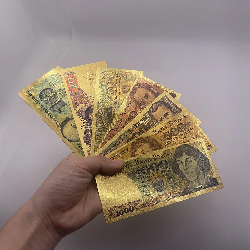 Флуоресцентная Золотая фольга, польская банкнота 10 20 50 100 200 500 1000 злотых для партриотизма, коллекция польских поделок